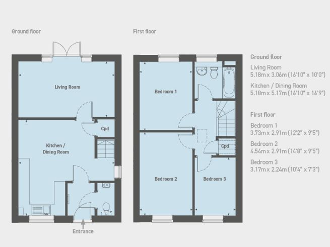 Floor plan, 3 bedroom house  - artist's impression subject to change